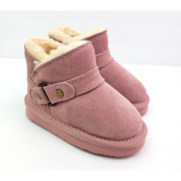 BearPaw Other - Bearpaw Haley Baby Toddler Girls Size 6 Pink Suede Pull On Wool Blend Boots